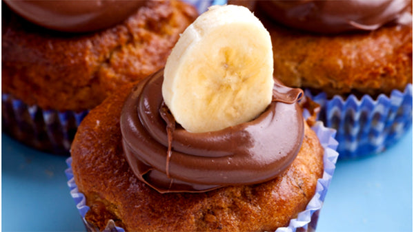 Banana Chocolate Muffins with Frosting
